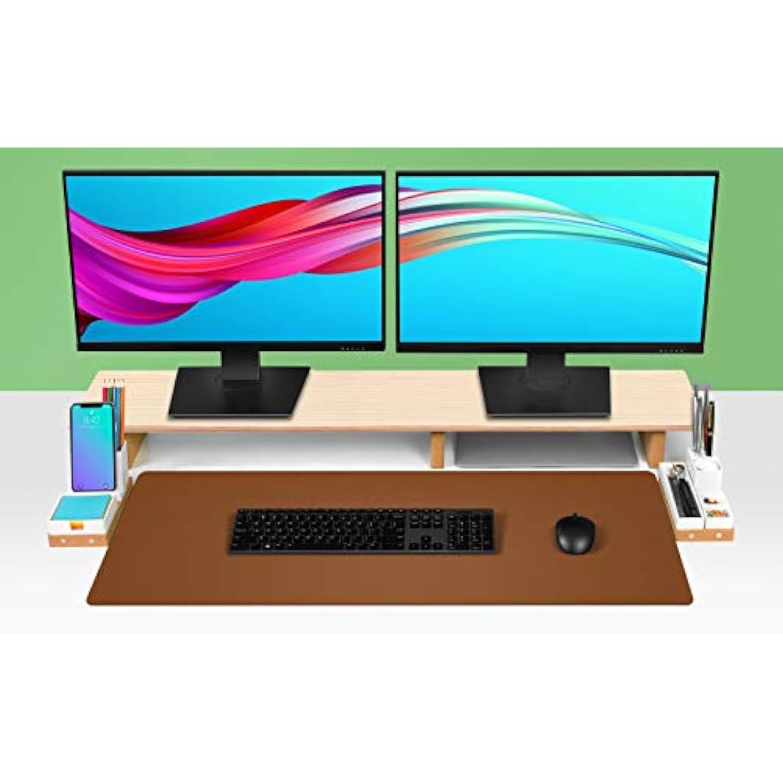 Leather Desk Protector, Mouse Pad, Non-Slip PU Leather Blotter, Waterproof Writing Pad for Office and Home (60cm x 35cm, Brown)