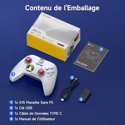 EasySMX X15 Wireless PC Controller with Hall Triggers, Hall Joysticks, Enhanced Bluetooth Game Controller,No Drift No Deadzone effect, Compatible with Windows PC, Android, Steam and Switch