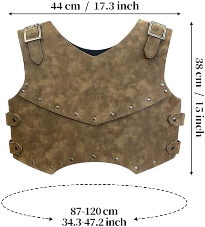 HiiFeuer Medieval Faux Leather Chest Armor, Retro Mercenary Knight Archer Body Armor, Adjustable Chest Armour for LARP Costume& Ren Faire