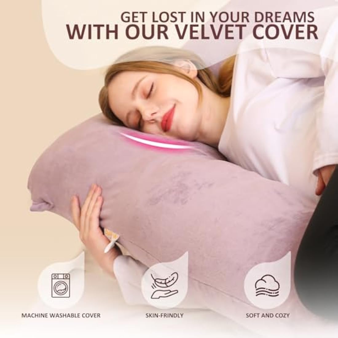 Chilling Home Pregnancy Pillows for Sleeping, U Shaped Maternity Pillow Cuddle Pillow, 55 inch Full Body Pillow Long Pillows for Sleeping, Maternity Body Pillows for adults with Cover Velvet