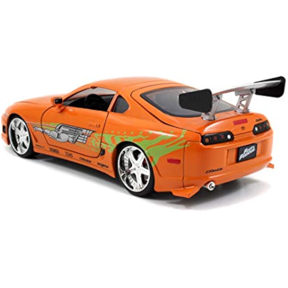 Jada Toys - Fast and Furious Model Car Toyota Supra & Brian - Car Model 1995 Toyota Supra Mk4 1:24 Orange with Brian O'Conner Figure, Vehicle with Spoiler, Opening Parts & Removable Roof