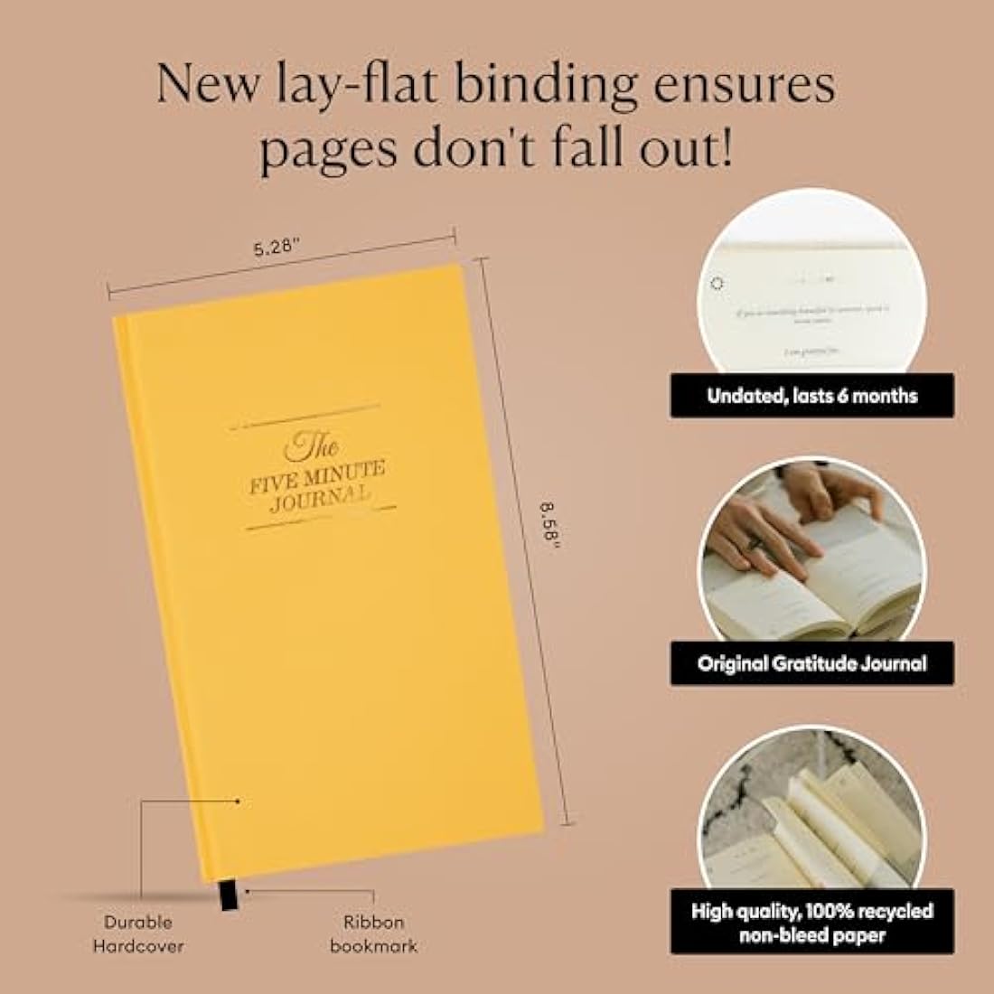 Intelligent Change: The Five Minute Journal - Daily Gratitude Journal for Happiness, Mindfulness, and Reflection - Undated Life Planner (Sunshine Yellow)