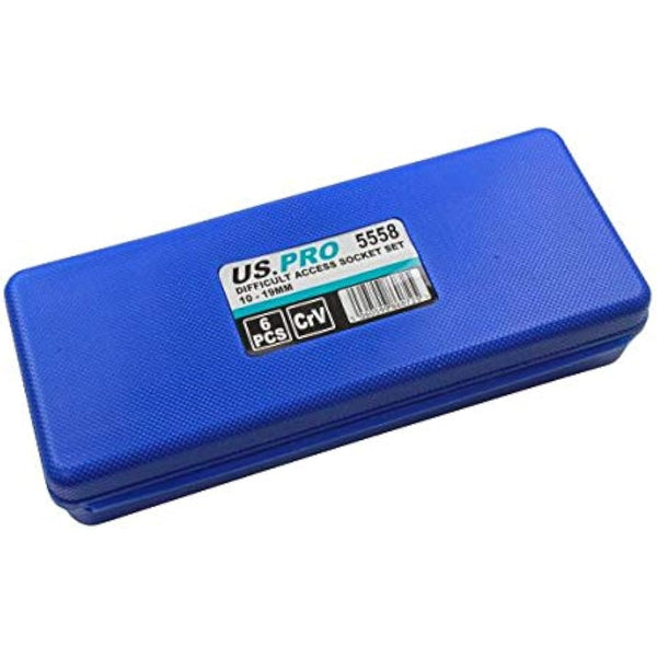 US PRO 6pc Difficult Access Sockets 3/8 + 1/2'' Drive 10mm-19mm - ABS Sensor