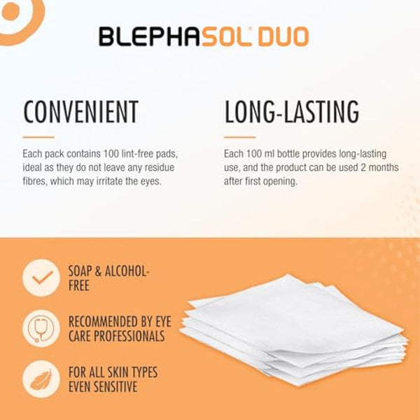 3 x Blephasol Duo 100 ml Micellar Eyelid Cleansing Lotion with 100 Lint-Free Pads | Effective and Gentle Cleansing for Make-Up Removal, Inflamed and Sensitive Eyelids | Soap & Alcohol-Free