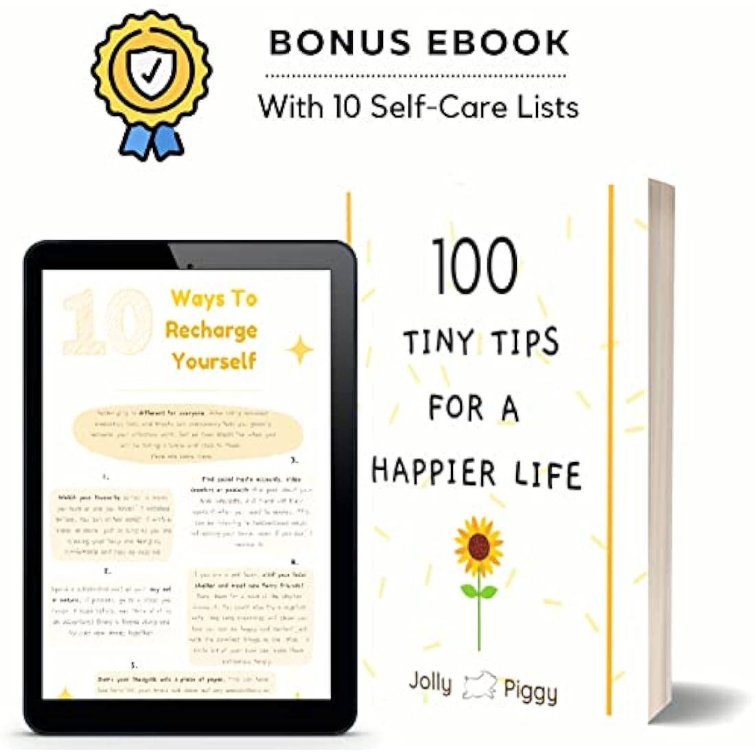 Jolly Piggy 35 Day Mindfulness Challenge Cards, Anxiety Relief Gift for Women, Men & Teens Bonus Wellness Ebook | Great Secret Santa Gift & Stocking Filler