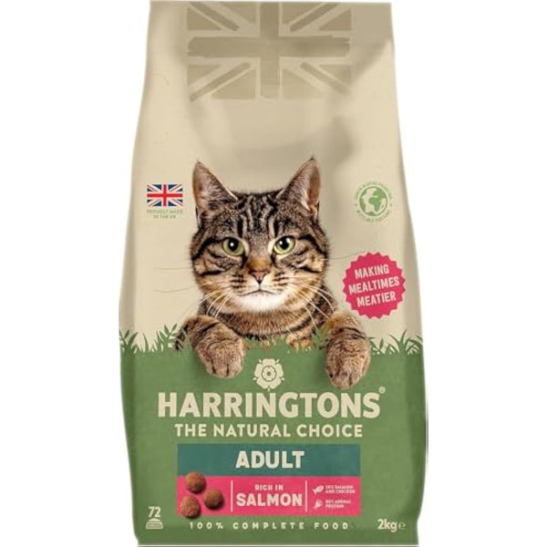 Harringtons Complete Dry Adult Cat Food Salmon 2kg (Pack of 4) - Tasty Natural Goodness