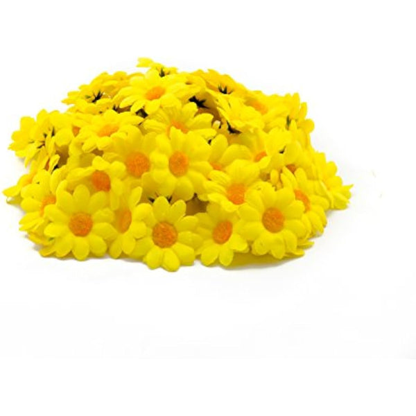 AKORD Artificial Gerbera Daisy Flowers Heads for DIY Wedding Party, Yellow, 0.38 x 0.38 x 0.2 cm