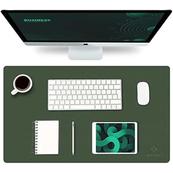 K KNODEL Small Office Leather Desk Mat, Mouse and Keyboard Pad, Computer and Laptop Mat, Desktop Protector and Cover, Writing Pad and Blotter (60x35cm, Dark Green)