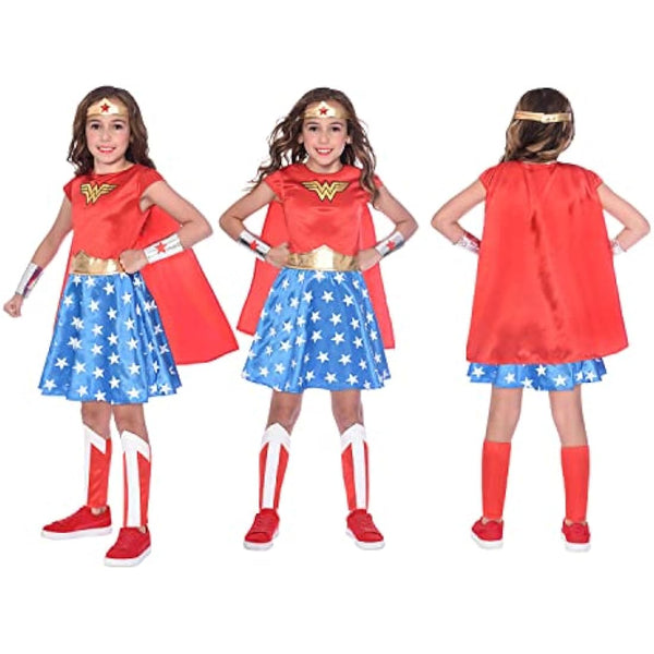 Amscan 9906082 - Kids Official Warner Bros. DC Comics Wonder Woman Classic Fancy Dress Costume Age: 4-6 Yrs