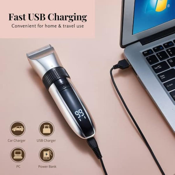 BarberBoss Cordless Dog Grooming Clipper - Waterproof, Ceramic Blades, LED Display, Fast Charging, Electric Pet Clippers for Dogs & Cats, Pets Hair Trimmer, QR-9082