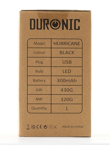 Duronic Camping Lantern Rechargeable LED Camping Light Hurricane, 5W Wind Up Flashlight Torch Lanterns for Hiking, Wind-up Emergency Light with 3 Light Modes for Outdoor Activities