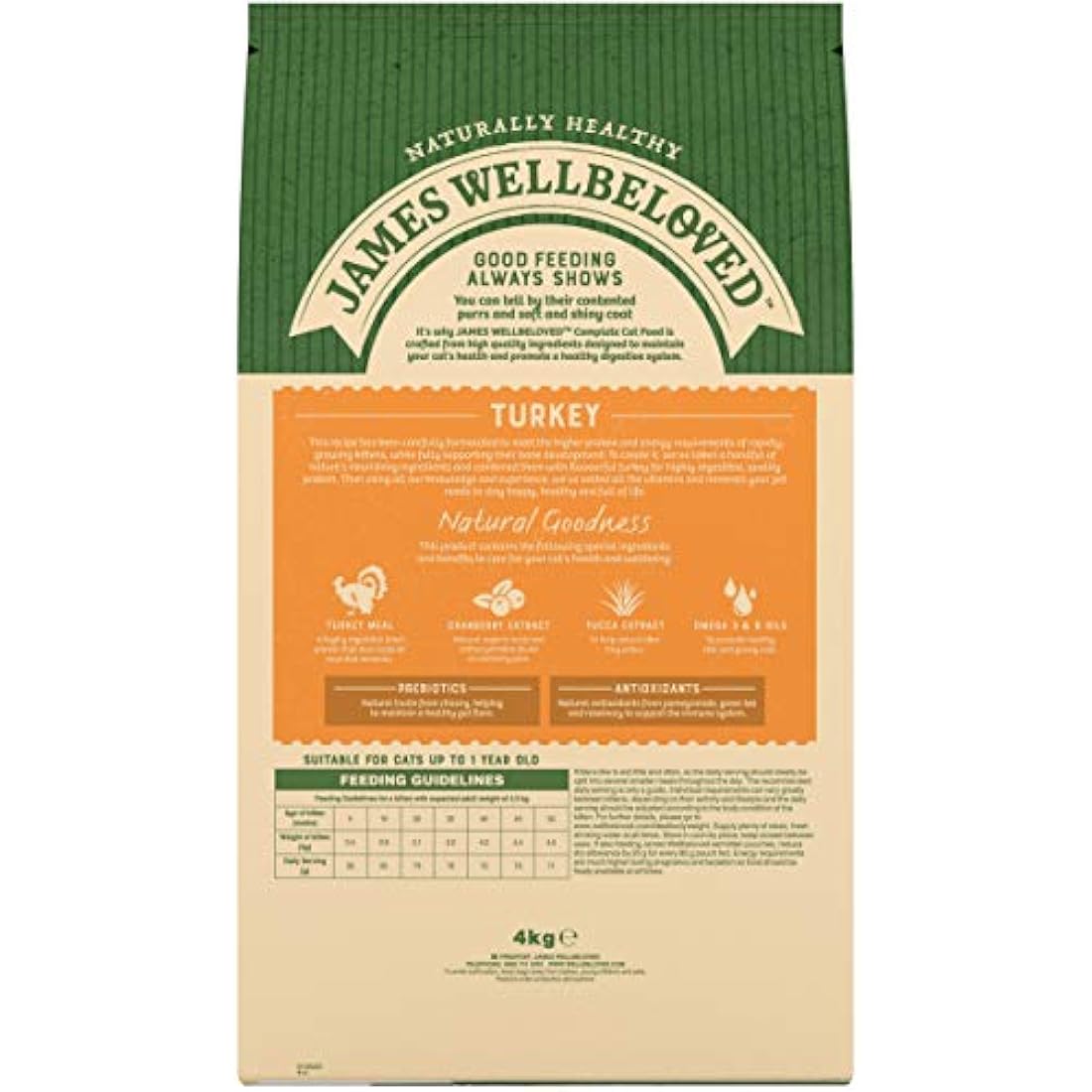 James Wellbeloved Kitten Turkey 4 kg Bag, Hypoallergenic Dry Cat Food
