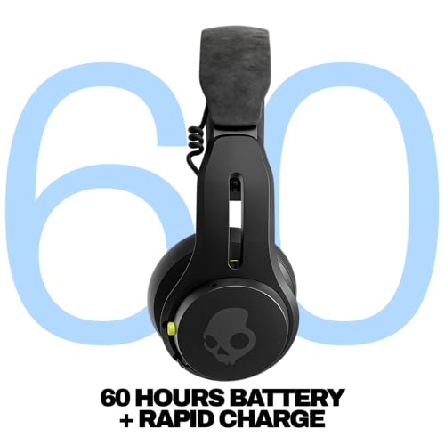 Skullcandy Icon ANC Wireless On-Ear Bluetooth Headphones, Active Noise Cancelling, 60 Hours Battery, Sweat Water Resistant, Foldable Durable Travel Ready, Microphone for iPhone Android - True Black