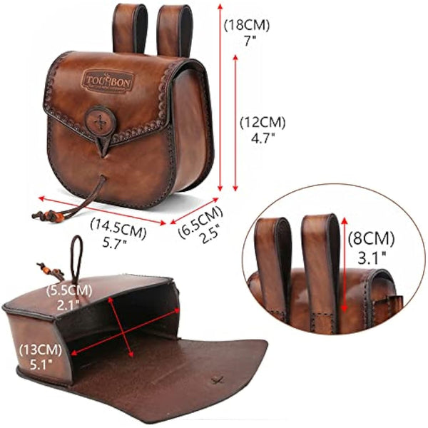 TOURBON Multitool Leather Belt Pouch EDC Fire Starter Holder for Outdoor Camping Survival Hunting