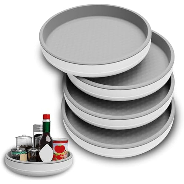 4 Pack 10 Inch Non-Skid Lazy Susan Turntable Organizers - Rotating Tray for Pantry Organization and Storage, Kitchen, Cabinet, Fridge, Bathroom Vanity, Countertop, Under Sink Organizing, Spice Rack
