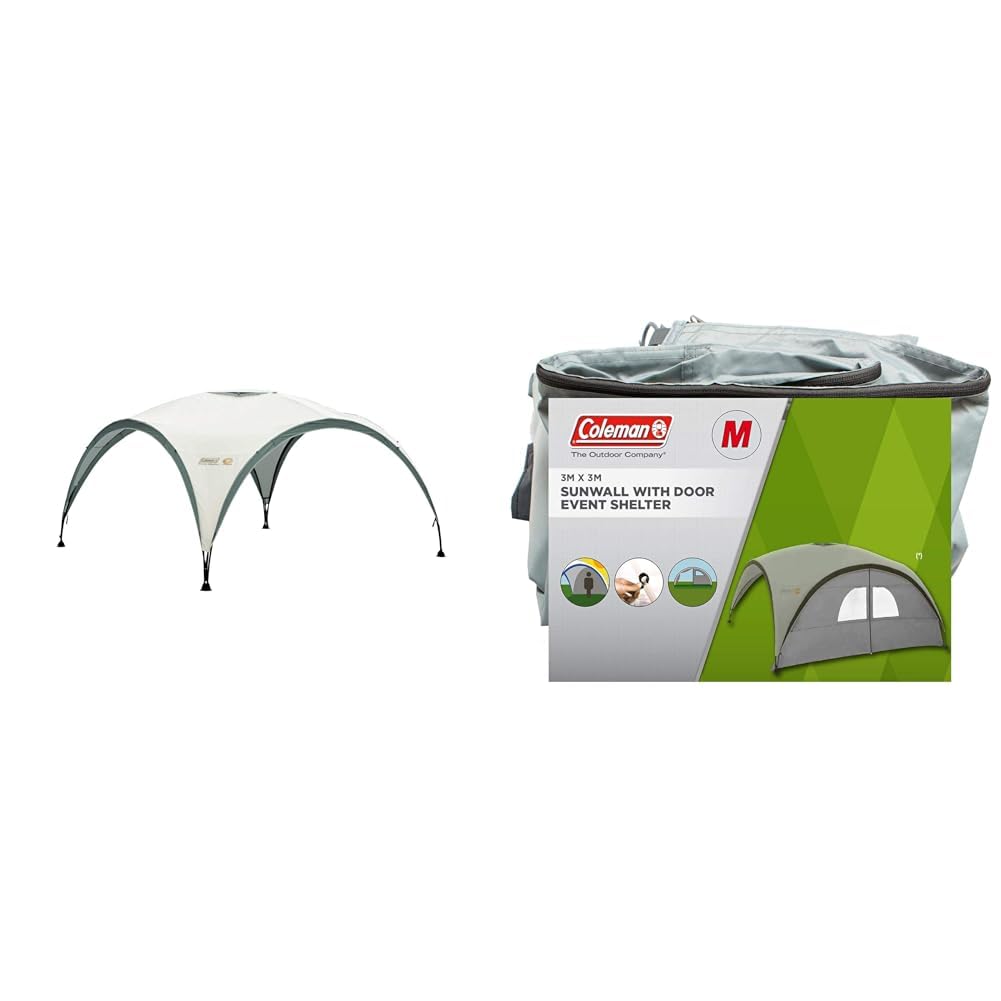 Coleman Gazebo, Event Shelter for Garden and Camping, Sturdy Steel Poles Construction, Large Event Tent, Portable Sun Shelter with Sun Protection SPF 50+, Grey/Green, L - 3.6 x 3.6 m