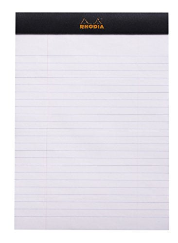 RHODIA 166009C - Stapled Notepad N°16 Black - A5 - Lined - 80 Detachable Sheets - White Clairefontaine Paper 80 g/m² - Coated Card Cover - Pack of 10 pads