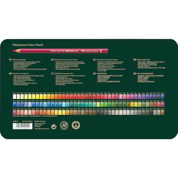 Faber-Castell Art & Graphic Polychromos Colour Pencil, Multicoloured, Tin Of 120, For Art, Craft, Drawing, Sketching, Home, School, University, Colouring