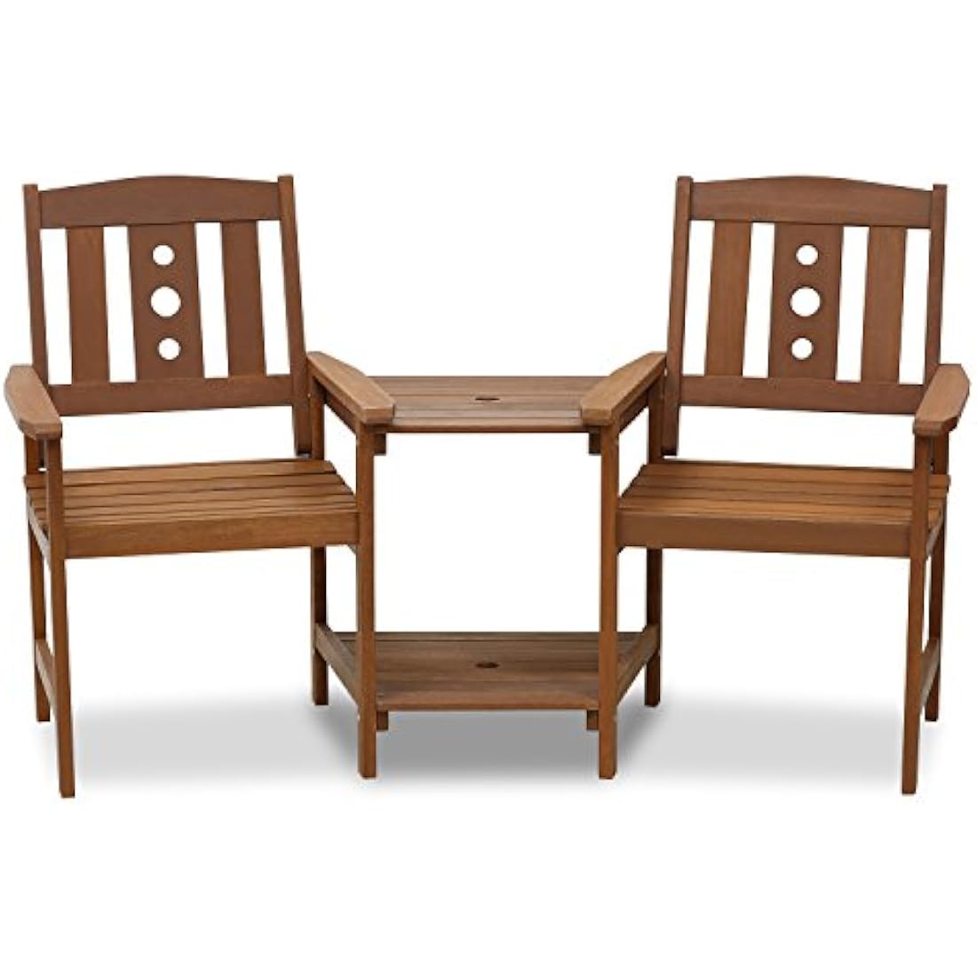 Furinno Outdoor Hardwood Jack & Jill Chair Set, Wood, Natural, 162.1 (W) x 91.4 (H) x 72.9 (D) cm