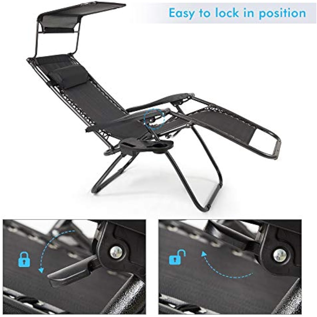 IntimaTe WM Heart Deck Chair, Alloy Steel, Black, 177 cm x 110 cm x 67 cm