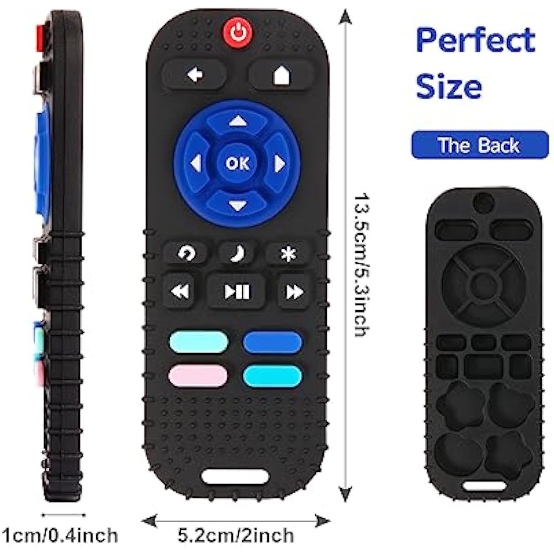 Hooku 2 Pack Remote Teether Baby, Silicone Teethers Babies 6-12 Months, Baby Teething Toys Babies 0-6 Months, Sensory Toys Babies, Toddler Infant Newborn Toys Baby Girl Boy Gifts, Black-Gray