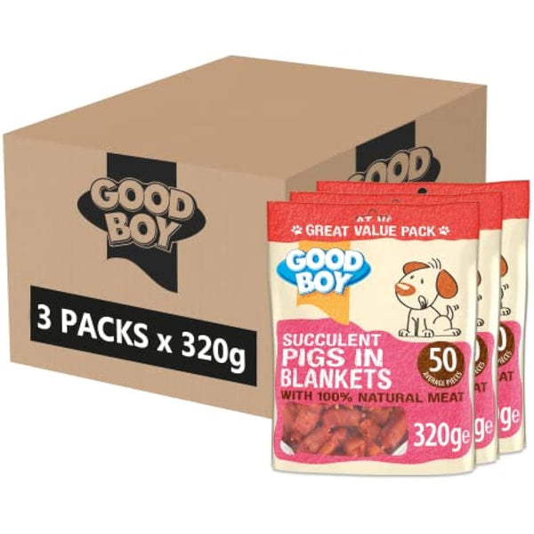 Good Boy Pigs in Blankets - Natural Dog Treats - Wheat Free Recipe - Bulk Box - 3 x 320g