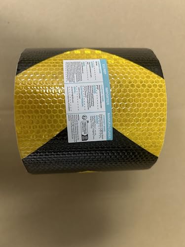 XFXIA Reflective Tape - Yellow & Black, 10cm x 20m, Waterproof, Self-Adhesive Warning Tape for Vehicles, Cars, Trailers, Outdoors