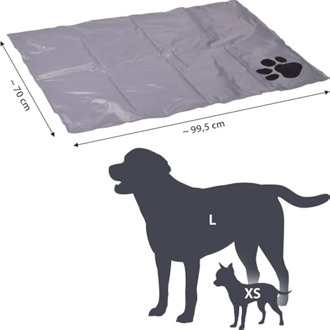 dobar® 60422 Cooling Mat for Dogs - Dog Cooling Mat for Dogs & Cats - Self-Cooling Mat for Pets - Dog Blanket with Cold Gel Filling - Cooling Blanket - 99.5 x 70 cm - Grey