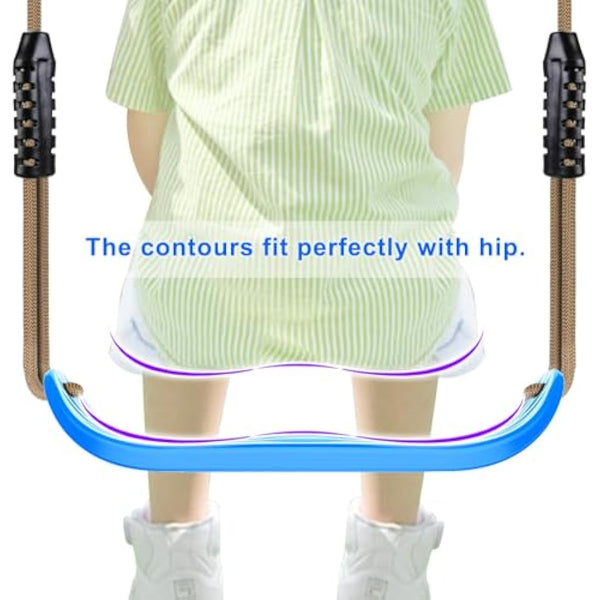 SELEWARE 17.5" X 6.3" Non Slip Plastic Swing Seat, Hanging Tree Swing Seat with Length Adjustable Nylon Rope and Stainless Steel Snap Hook Swing Set for Adult Kid Indoor Outdoor Playground Backyard