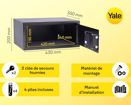 Yale - Electronic Alarmed Safe Laptop - Standard Security - YLC/200/DB2