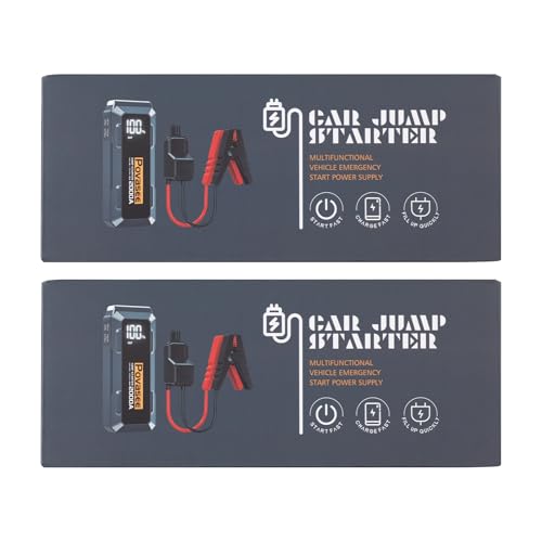 Povasee Jump Starter Power Pack, 2000A Car Battery Booster Jump Starter (up to 8L Gas or 6.5L Diesel) with 3" LCD Display, Car Starter with 2 USB Ports, Jump Leads and LED, Jump Pack for 12V Vehicles