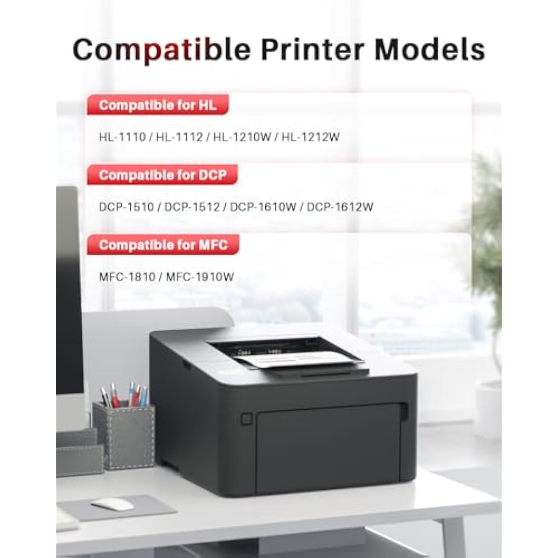 Halloya TN1050 Compatible Toner Cartridges Replacement for Brother TN1050 For HL-1112 HL-1110 DCP-1610W DCP-1510 HL-1210W MFC-1810 HL-1212W MFC-1910W DCP-1612W DCP-1512 (Black, 4-Pack)