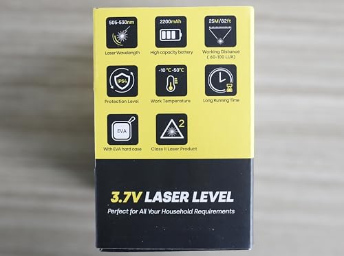 Enventor Rechargeable Laser Level, 25M 2200mAh Li-ion Battery Green Laser Level Self Leveling with Pulse Mode, 7 Hours Working Time, 360° Magnetic Base, Switchable Horizontal/Vertical/Cross line