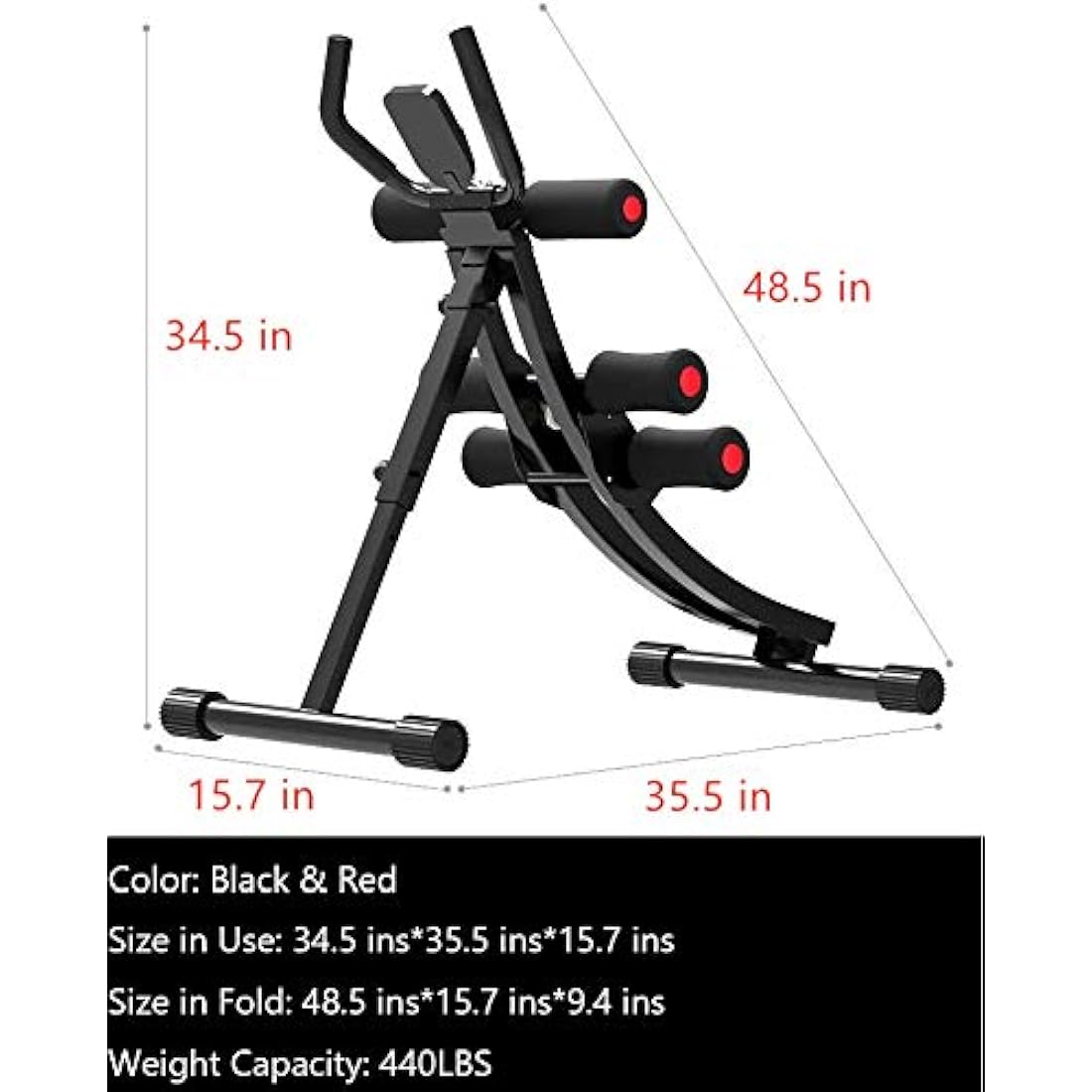 Fitlaya Fitness Core & Bauchtrainer AB Workout Machine Home Gym Krafttraining Bauchmuskeltrainer Faltbares Fitnessgert