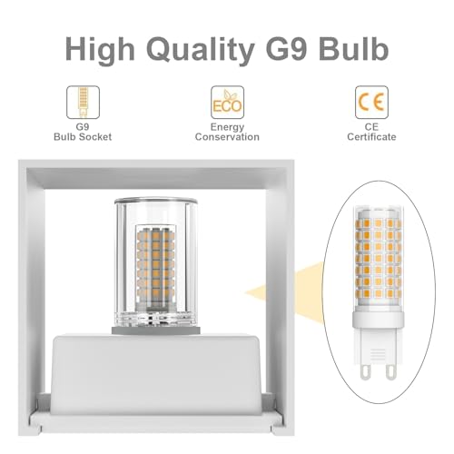 Klighten 2PCS Modern LED Wall Lights Up and Down Wall Lamp Indoor/Outdoor Wall Sconce Lights for Living Room, Bedroom, Hallway, Warm White 3000K,White