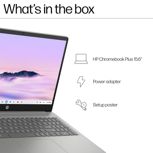 HP Chromebook 14" | Intel Processor N100 Processor| 4 GB RAM | 128 GB Flash Storage | Intel UHD Graphics | HD Display | Up to 12hrs battery | Chrome OS | Dual Speakers | Glacier Silver | 14a-nf0002sa