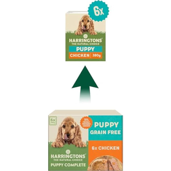 Harringtons Complete Wet Tray Grain Free Hypoallergenic Puppy Food 6x380g - Chicken & Potato- Made with All Natural Ingredients