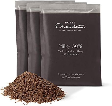 Hotel Chocolat Milky 50% Hot Chocolate Sachets - Luxury Chocolate Flakes - Pack of 20 Single-Serve Sachets, 700g - Made To Pair With The Velvetiser - Serve Hot or Iced
