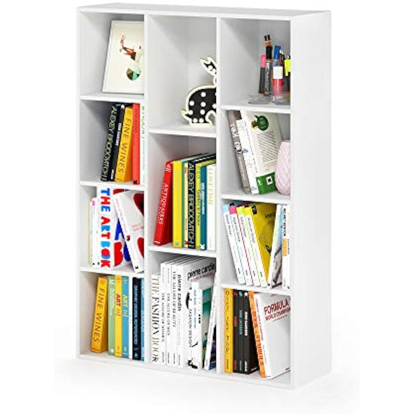 Furinno Luder 11-Cube Reversible Open Shelf Bookcase, White