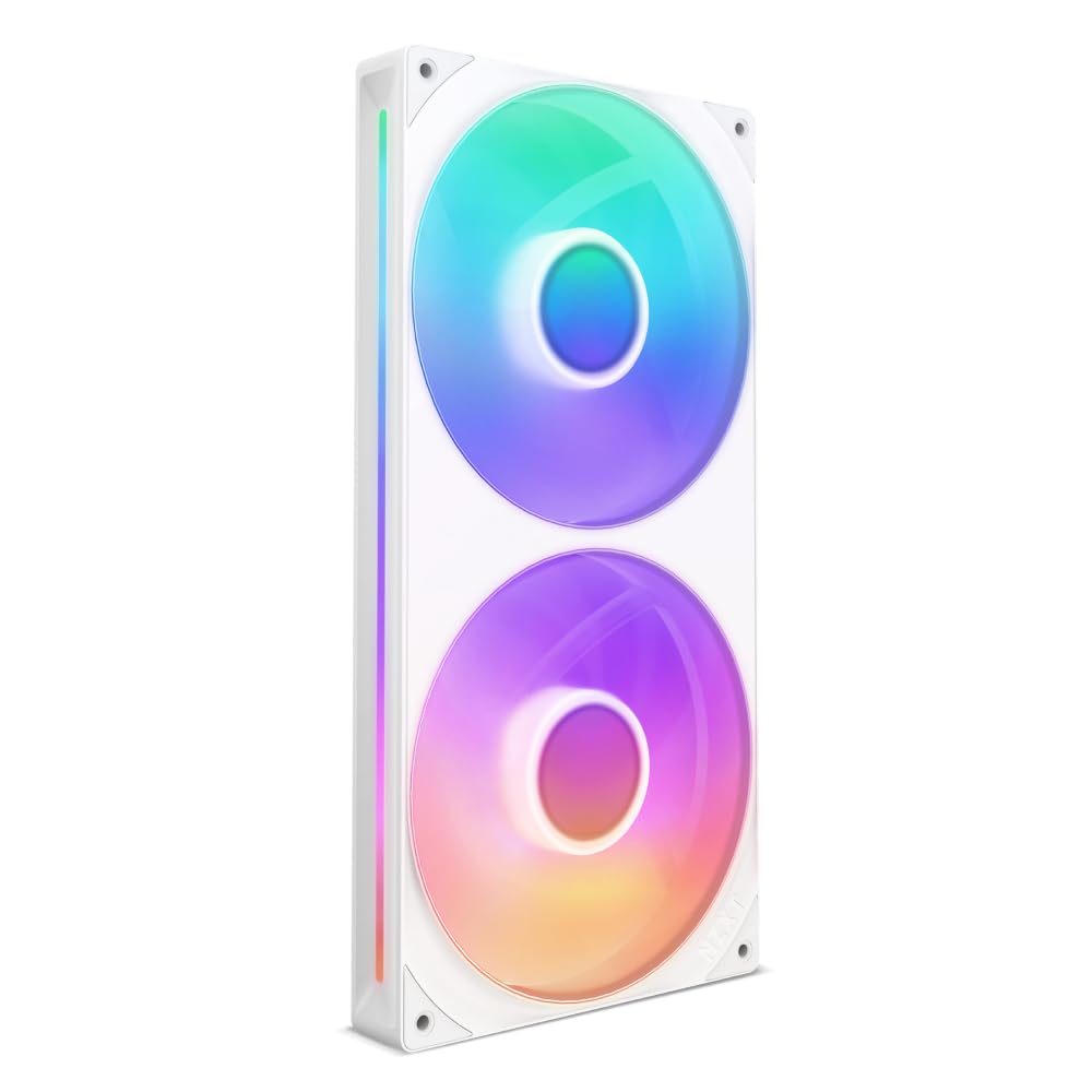 NZXT F420 RGB Core - 420mm Single-Frame Fan Unit with 3 x 140mm RGB Fans - Speed & Lighting Control - High Static Pressure & Airflow - Fluid Dynamic Bearings - 8 aRGB LEDs Per Fan - White