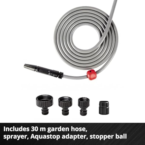 Einhell Wall Mounted Retractable Hose Reel with 30m Hose - Battery Powered Automatic Hose Retraction, Swivels 180°, 30m Garden Hose & Accessories - GE-HR 18/30 Li (Supplied Without Battery)