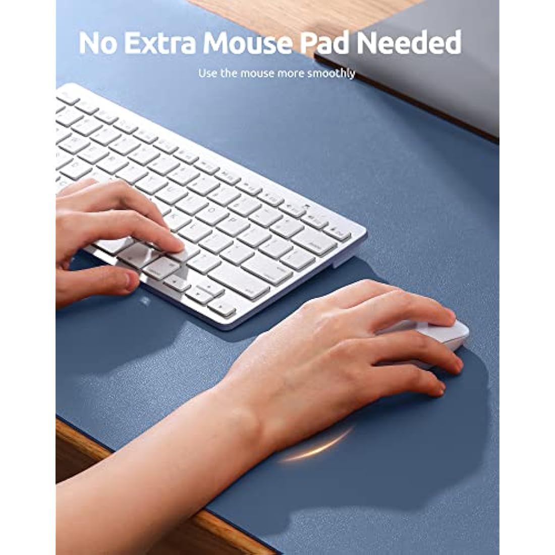 YSAGi Leather Desk Mat, Large Mouse Mat, Non-Slip Desk Pad, Waterproof PU Leather Table Protector Writing Pad for Office and Home (60 x 35 cm, Sea Blue)