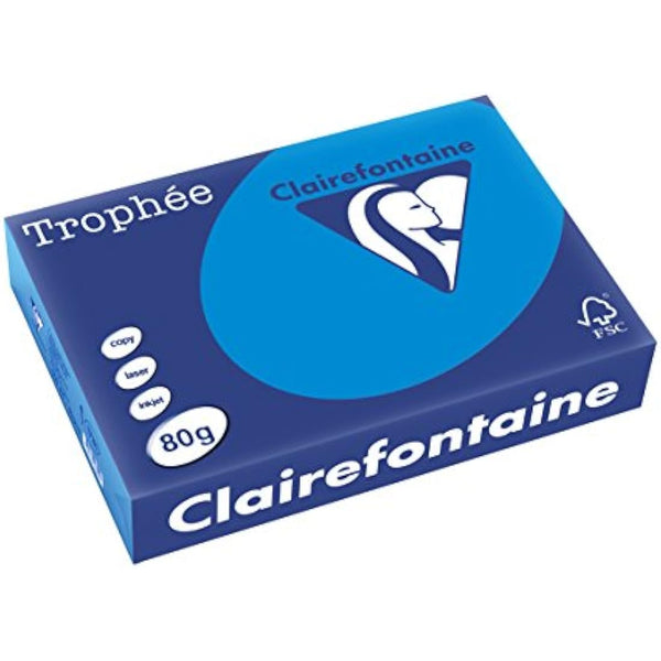 Clairefontaine Trophee Colours Paper 80gsm Ream-wrapped A4 Intense Blue Ref 1781 [500 Sheets]