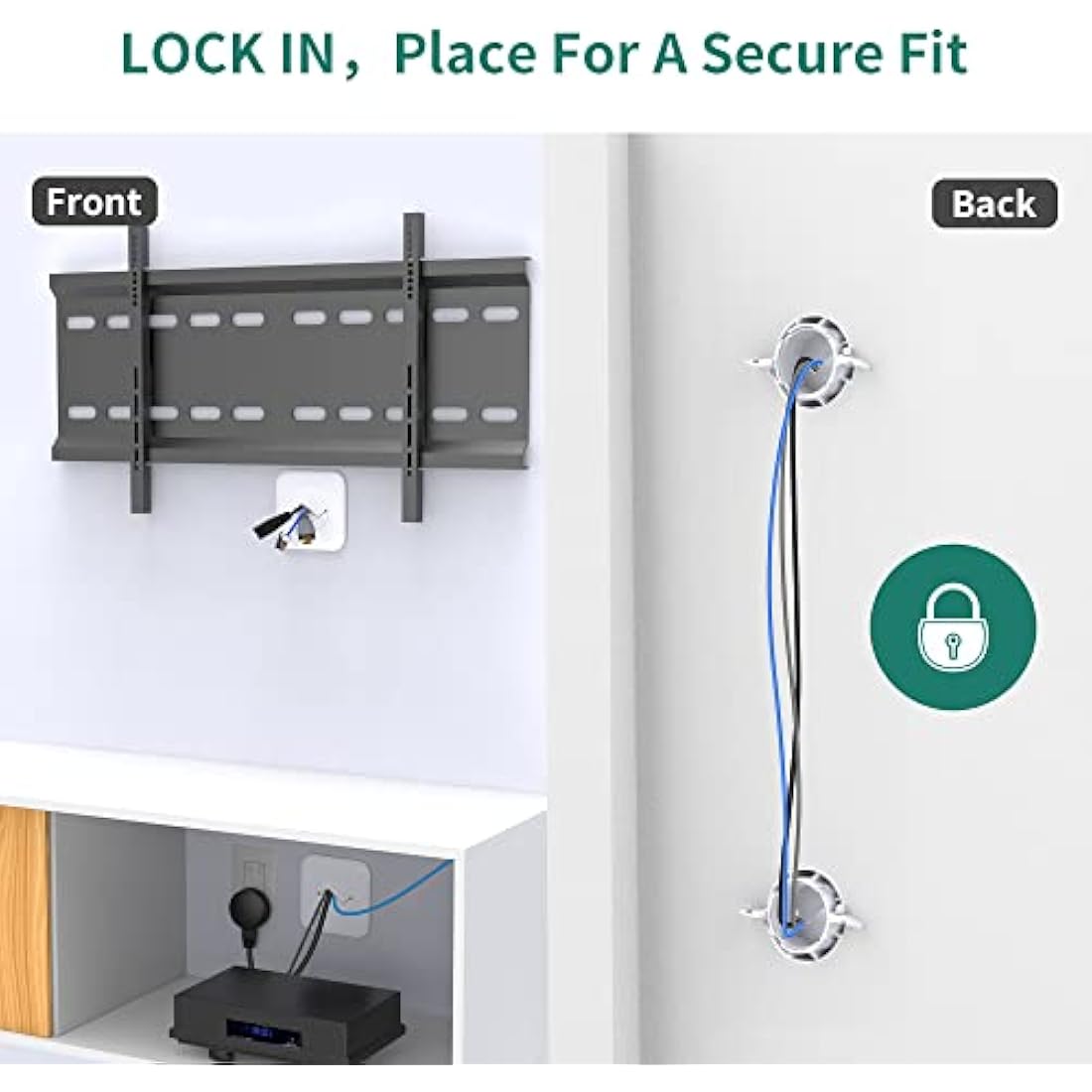 HomeMount TV Wire Concealer - Wall Cable Cover & In-Wall Cable Management Kit, Hide TV Wires Seamlessly, Cable Hiding System for Mounted TVs (White)