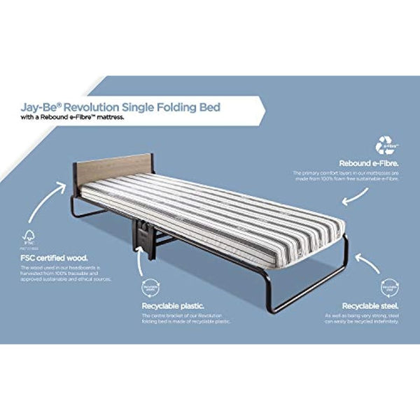 JAY-BE Revolution Folding Bed with Rebound e-Fibre Mattress, Compact, Single