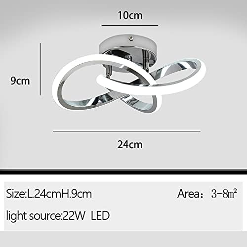 HOUZEE Ceiling Lamp Small Elegant Unique Silver Ceiling Light Fixture for Aisle Entrance LED Ceiling Lights for Hallway Cold White Light 22W