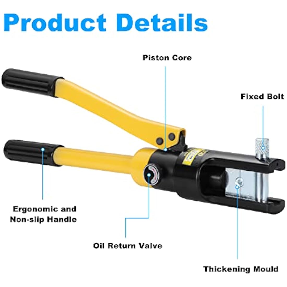 HSEAMALL 16Tons Hydraulic Crimping Tool 13 Dies, Electric Battery Cable Wire Lug Terminal Hydraulic Crimper 8-300mm²