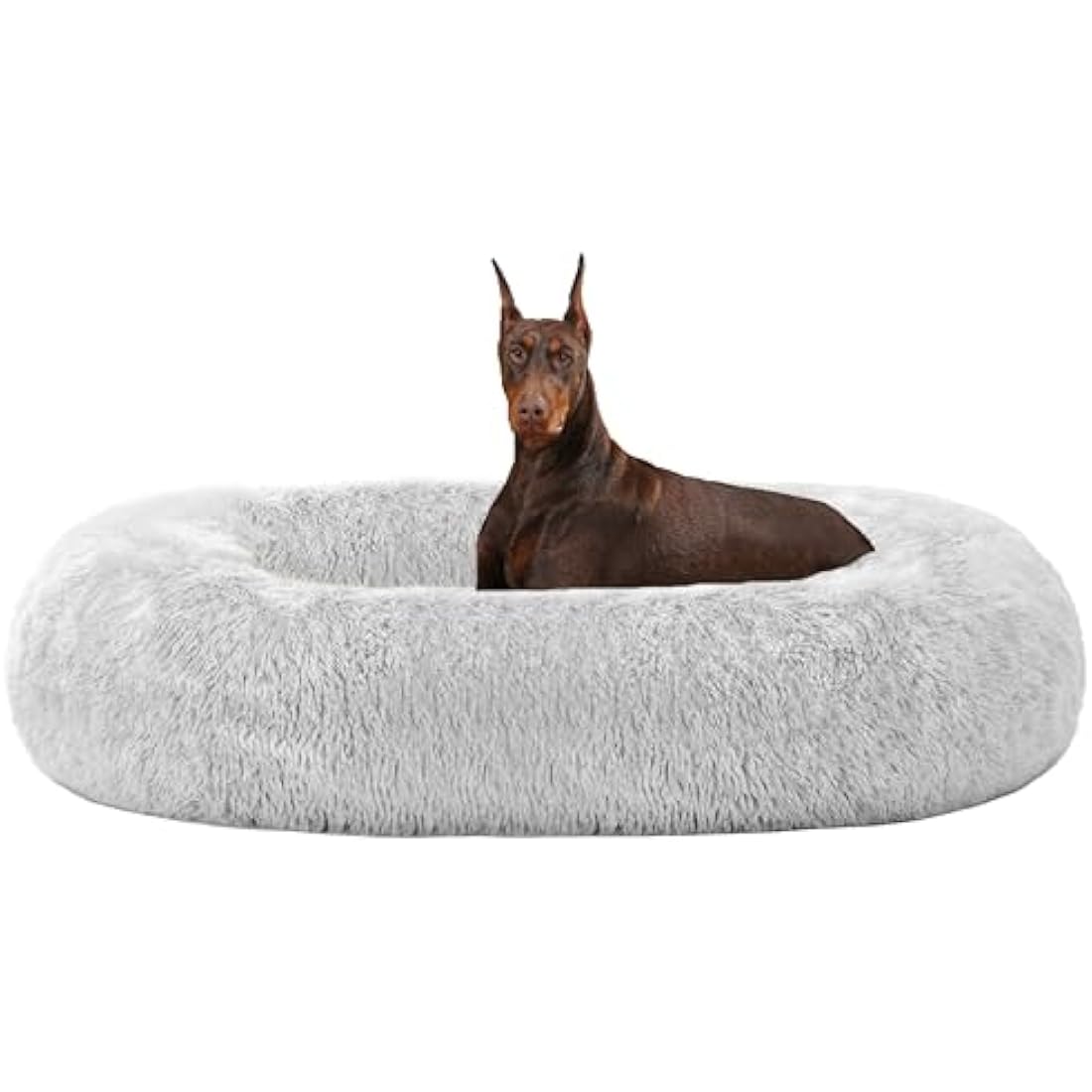 HMTOPE Orthopaedic Dog Bed Round Dog Sofa Cat Bed Doughnut Cuddly Dog Basket Washable 120 cm Diameter Light Grey