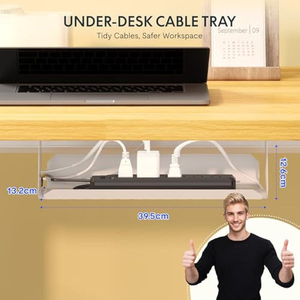 FLEXISPOT E1 Plus ONE PIECE Electric Standing Desk Height Adjustable Sit Stand Desk with Memory Smart Panel(120 * 60cm, White Frame+Maple Desktop)