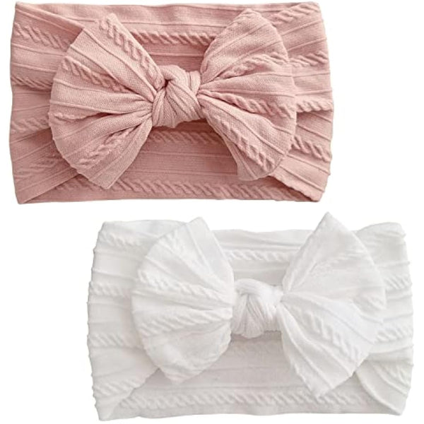 2Pcs Baby Headbands for Girls 6-12 Months - Newborn Soft Bows